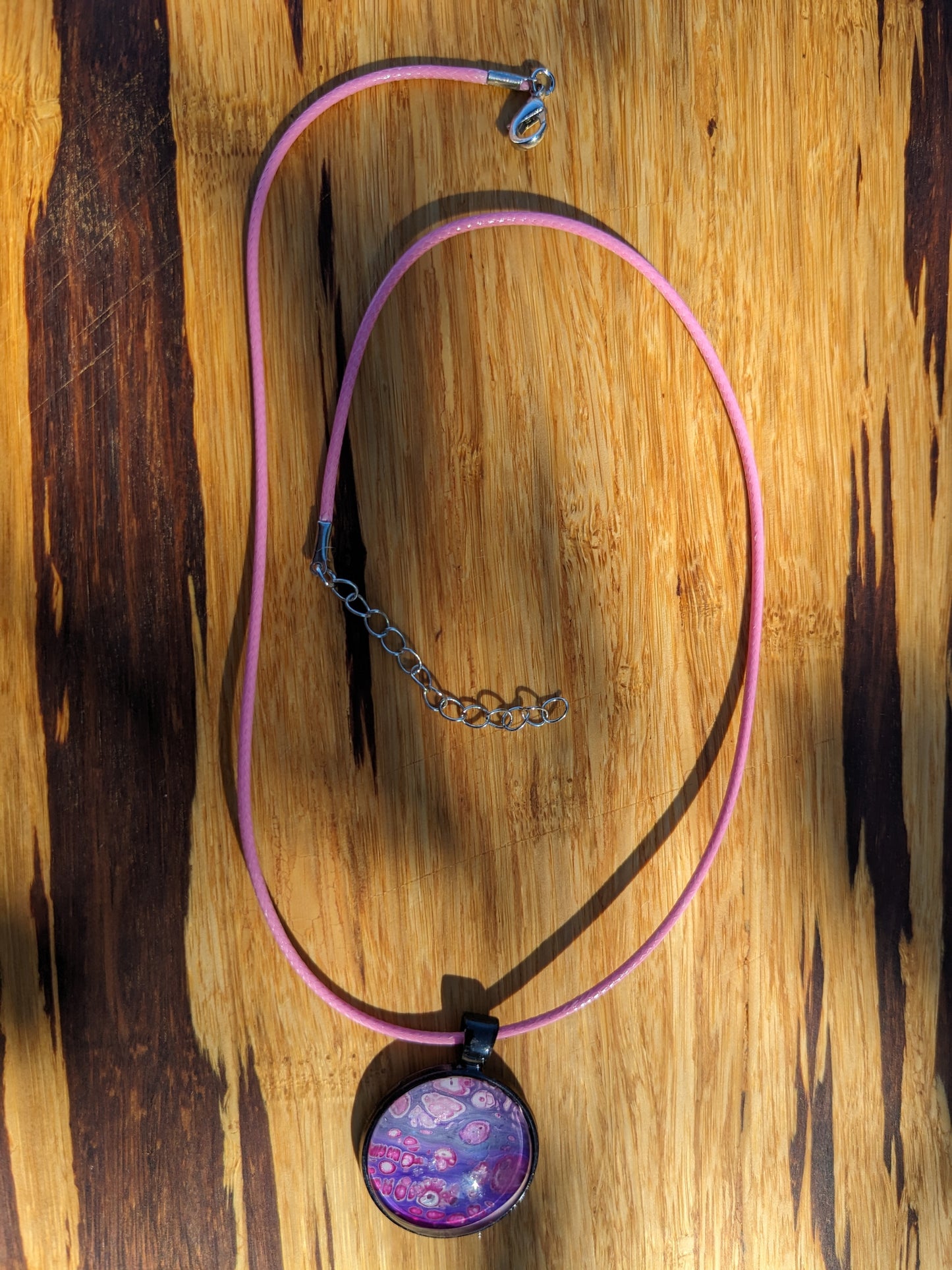 Pink and Purple acrylic pour necklace (N0001)