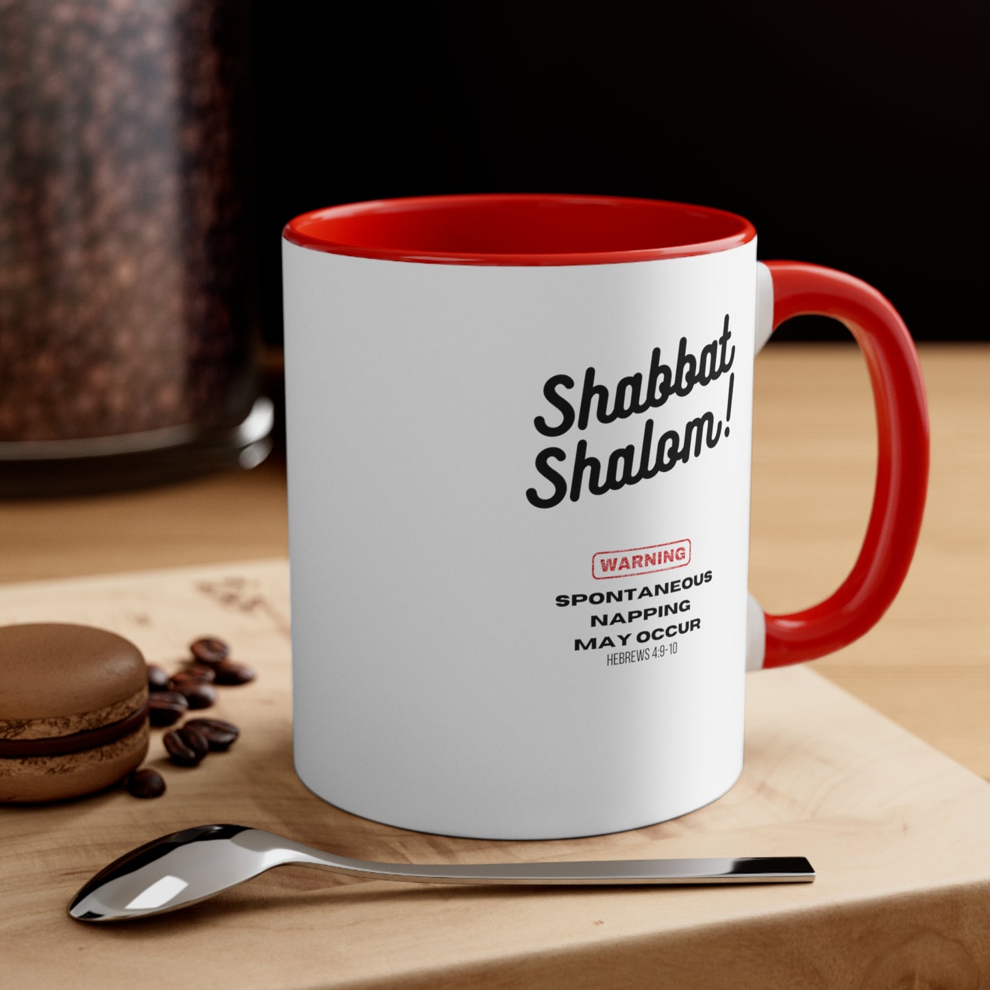 Shabbat Shalom Warning Spontaneous Napping May Occur Comfort Accent Coffee Mug, 11oz