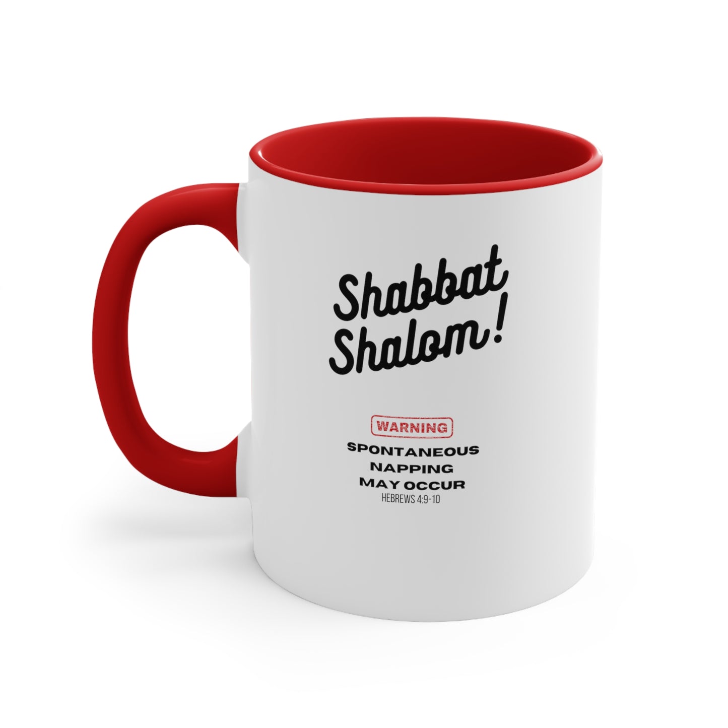 Shabbat Shalom Warning Spontaneous Napping May Occur Comfort Accent Coffee Mug, 11oz
