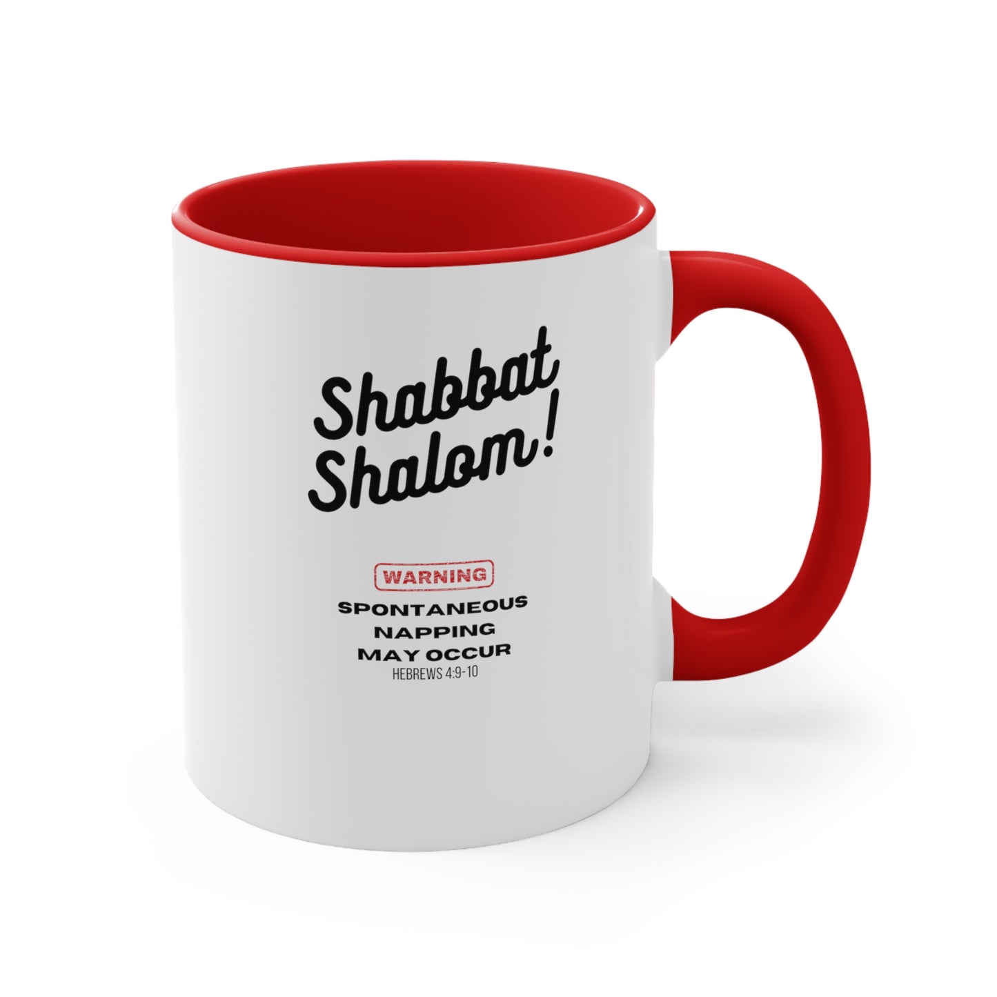Shabbat Shalom Warning Spontaneous Napping May Occur Comfort Accent Coffee Mug, 11oz