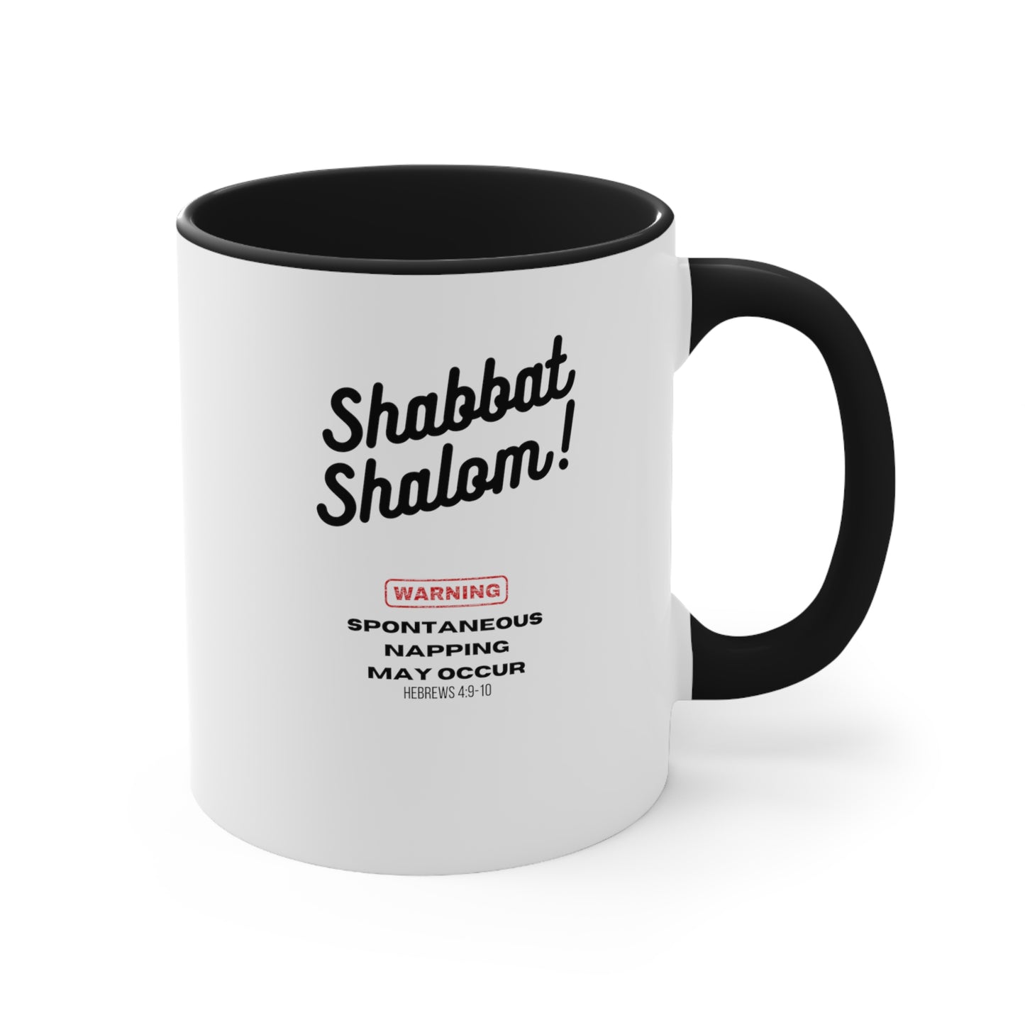 Shabbat Shalom Warning Spontaneous Napping May Occur Comfort Accent Coffee Mug, 11oz