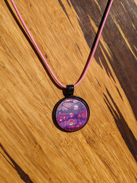 Pink and Purple acrylic pour necklace (N0001)